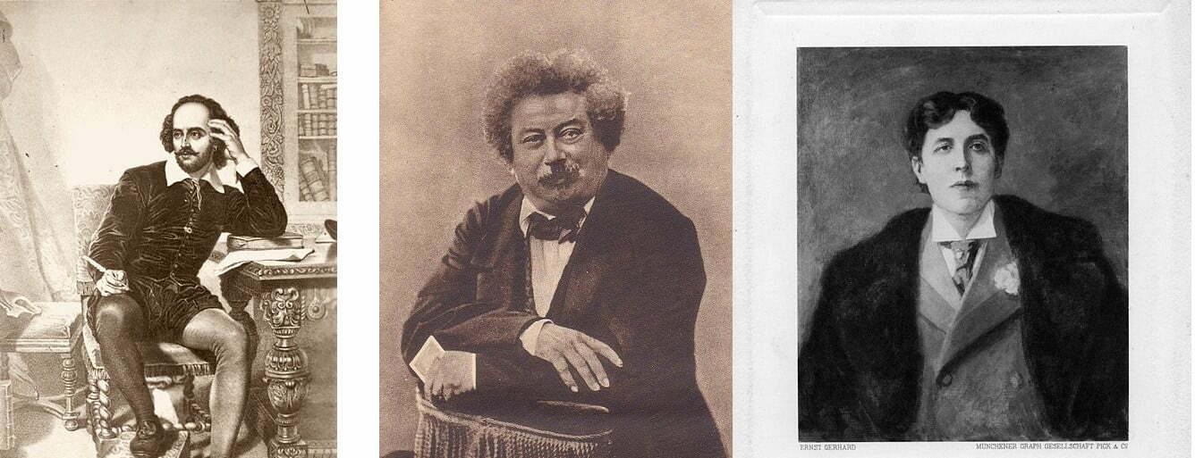 Portrait of William Shakespeare, Alexandre Dumas and Oscar Wilde