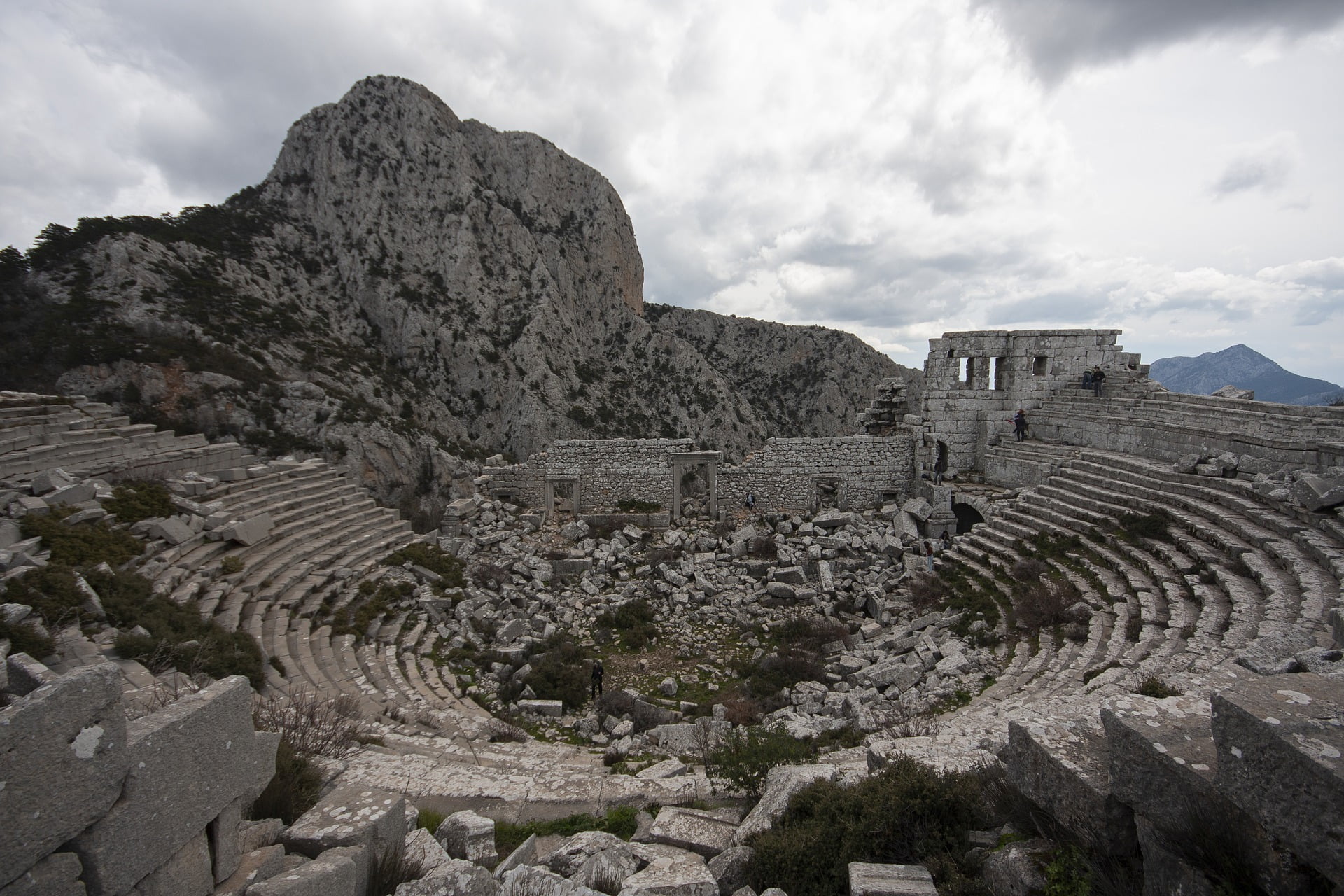 Ruins of an ancient Greek theater. Photo taken by Engin Akyurt from Pixabay