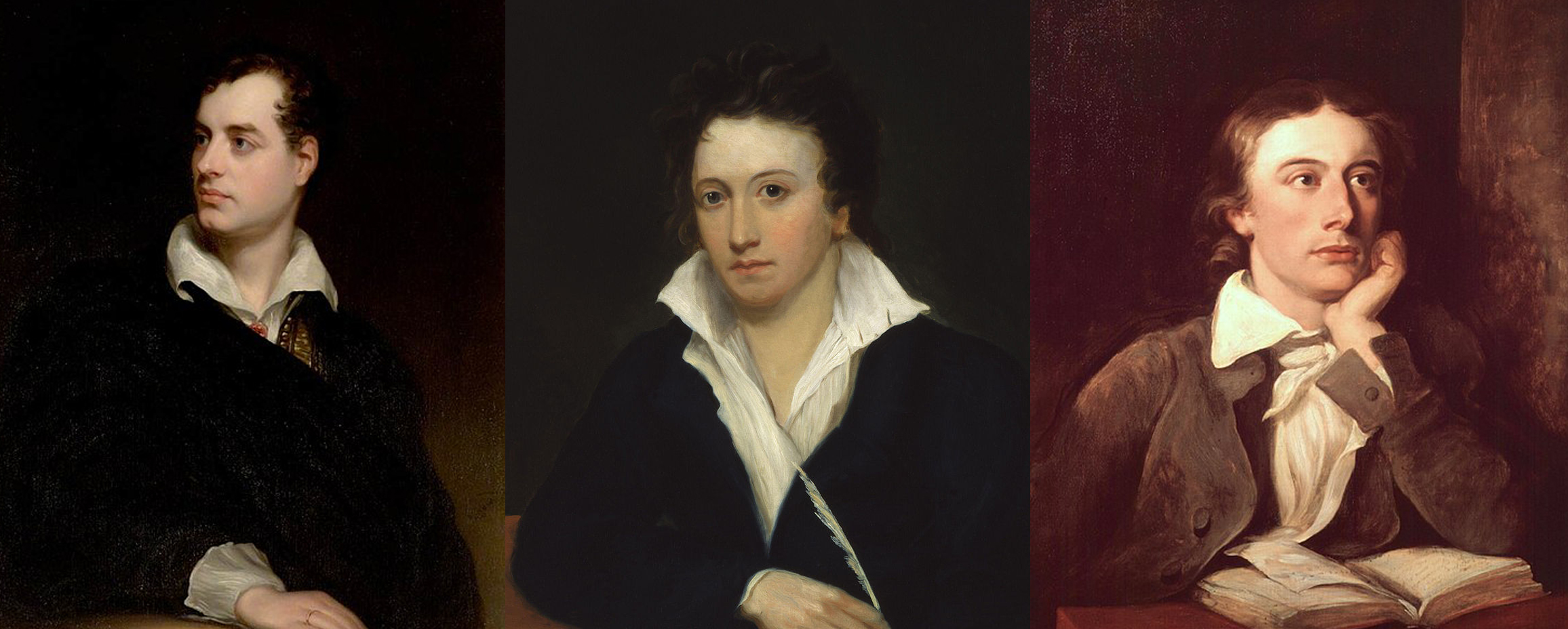 Portraits of Lord Byron, Percy Shelley and John Keats